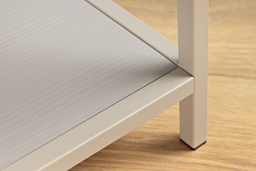 Modernes Bücherregal SLIM LINE 115cm champagner beige Metallgestell fünf Regalböden