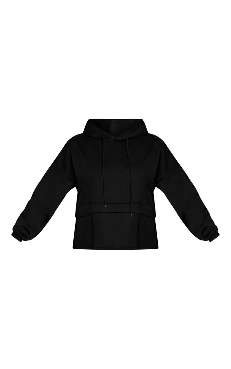 Noir Sweat À Casynthétiqueche Ourlet Large Avec Poche Kangourou