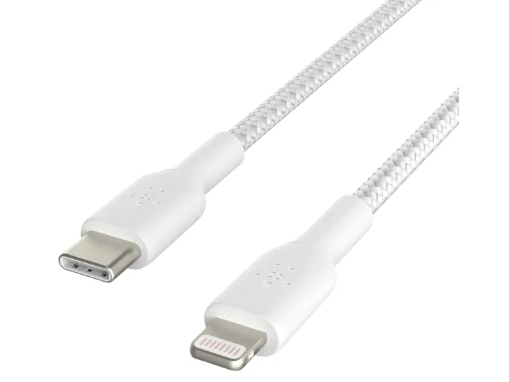 Belkin BoostCharge - Lightning-kabel - 24 pin USB-C han til Lightning han - 1 m - hvid - USB Power Delivery (18 W)