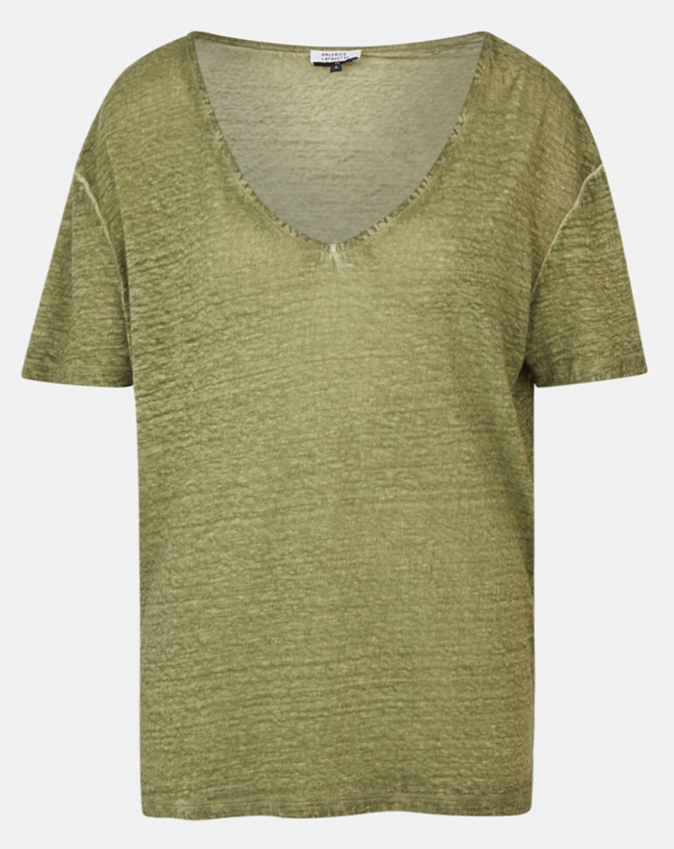 Galeries Lafayette T-Shirt 100% Lin Nada kaki