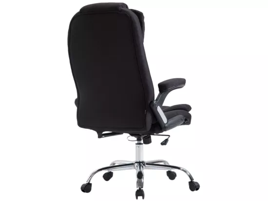 Chaise de bureau - Tissu & Métal chromé - Noir - Thor