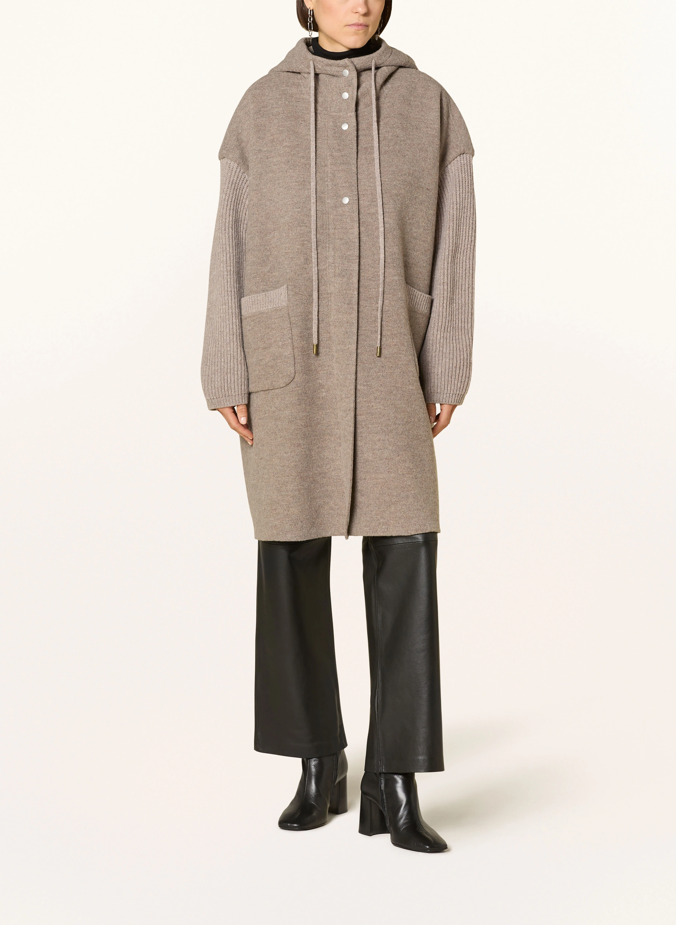 Grace Oversized-Mantel im Materialmix