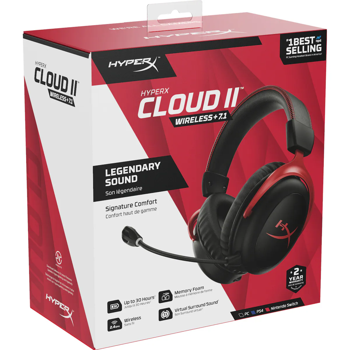 HyperX Cloud II Wireless gaming headset (sort/rød)