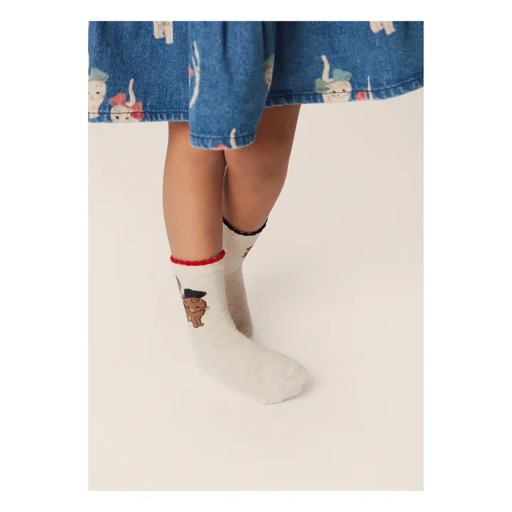 Konges Sløjd Lot 2 Paires Chaussettes Coton Bio Fleurs Chats Lapis | Bleu marine