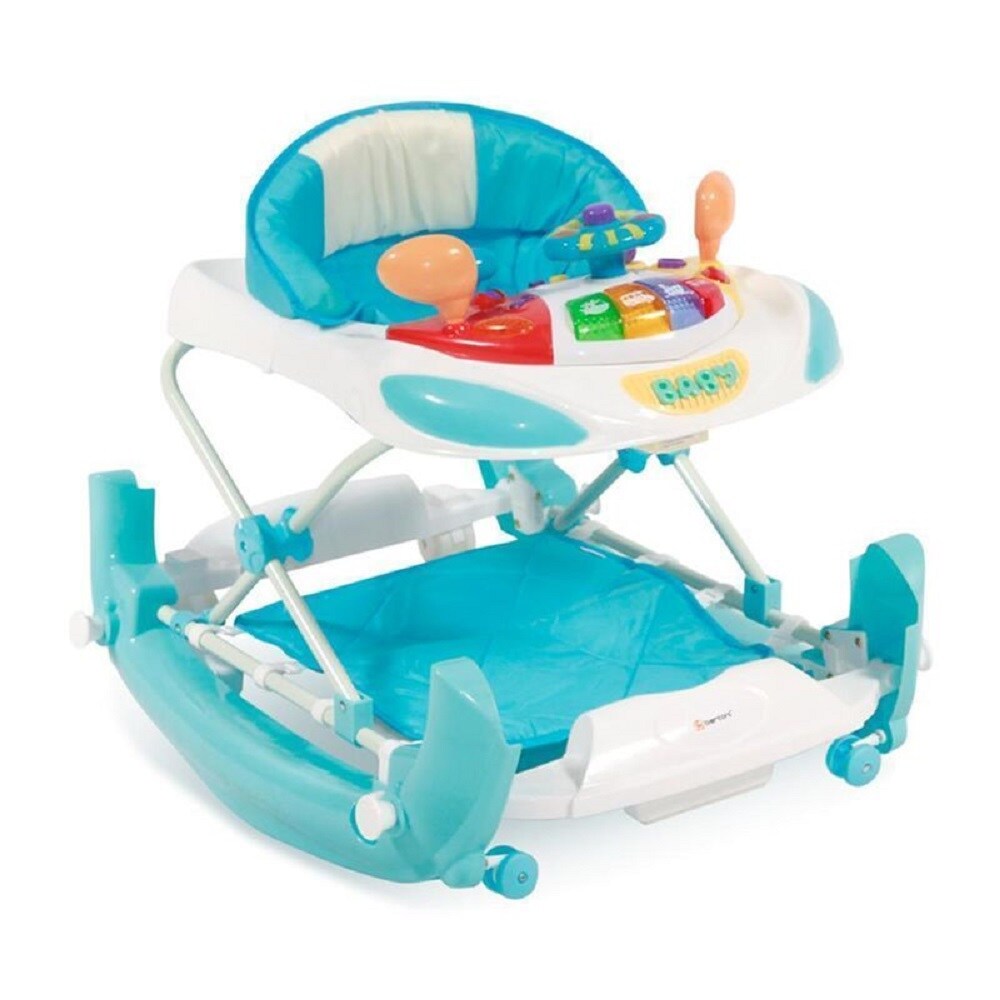 Bertoni Lauflernhilfe und Wippe W1224CE 3 in 1 höhenverstellbar, Musik, Licht blau