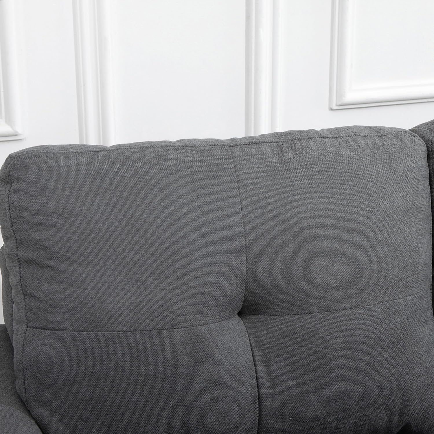 HOMCOM Ecksofa L-Form Sofa mit 3 Kissen, Eckcouch mit Knopfheftung, Leinenoptik, Veränderbare Chaiselounge Couch Wohnlandschaft für Wohnzimmer, Schlafzimmer 193 x 136 x 85 cm Dunkelgrau