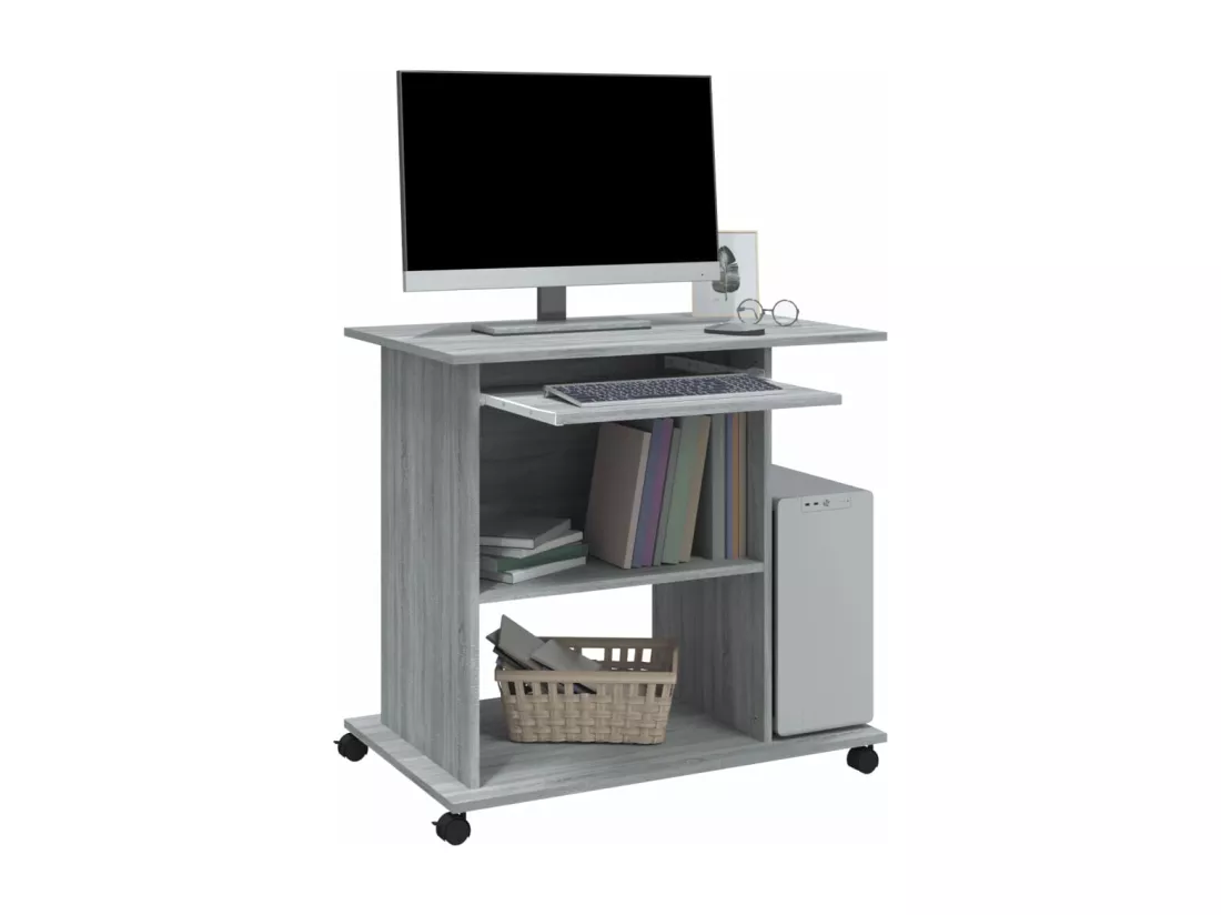 Bureau d'ordinateur Sonoma gris 80x50x75 cm Bois d'ingénierie