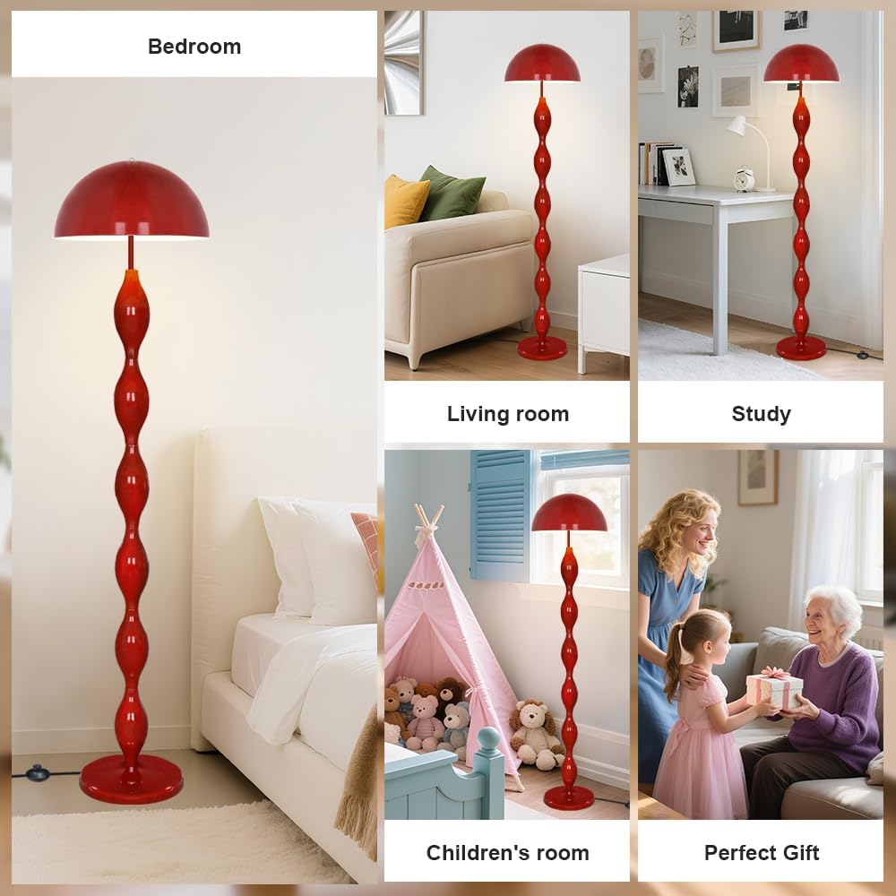 ELINKUME Einzigartige Stehleuchte für das Wohnzimmer, kreative funky rote LED-Pilzlampe 63'mit 3 variablen Farben, moderne Stehleuchtes für das Schlafzimmer,das Büro,die Ecke