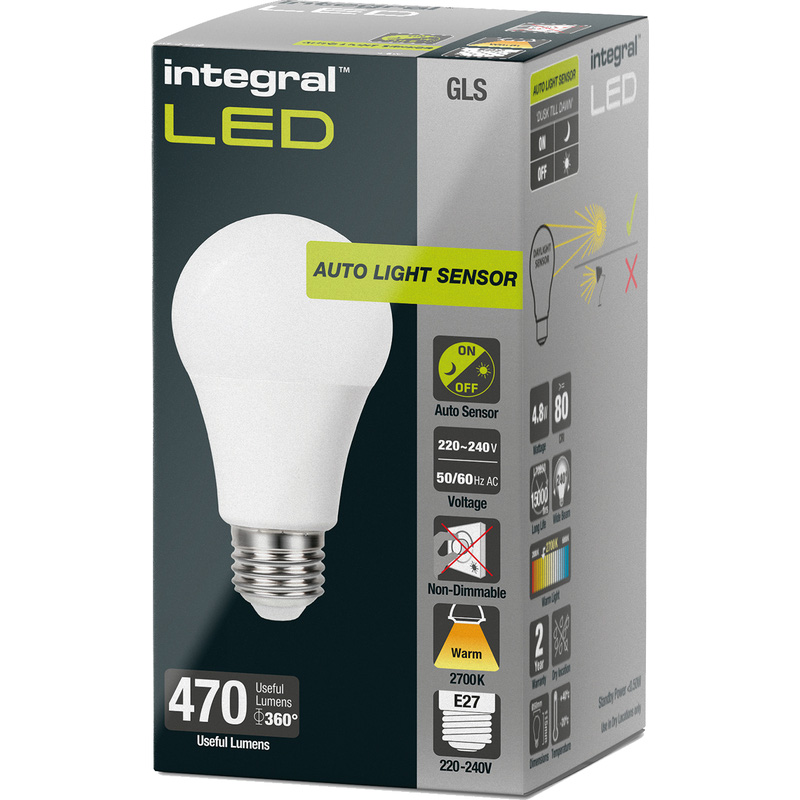 Integral LED lamp sensor E27 4.8W 470lm 2700K