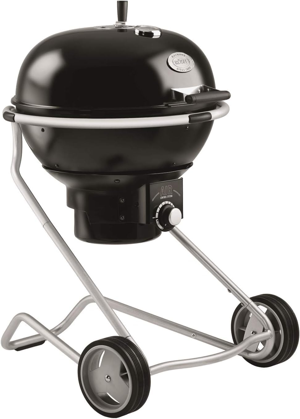 RÖSLE Holzkohle-Kugelgrill No.1 AIR F60, Hochwertiger Kohlegrill mit Air Control System, Deckelscharnier, Deckelthermometer, klappbarer Edelstahl-Grillrost, extra große Grillfläche und Grillraum