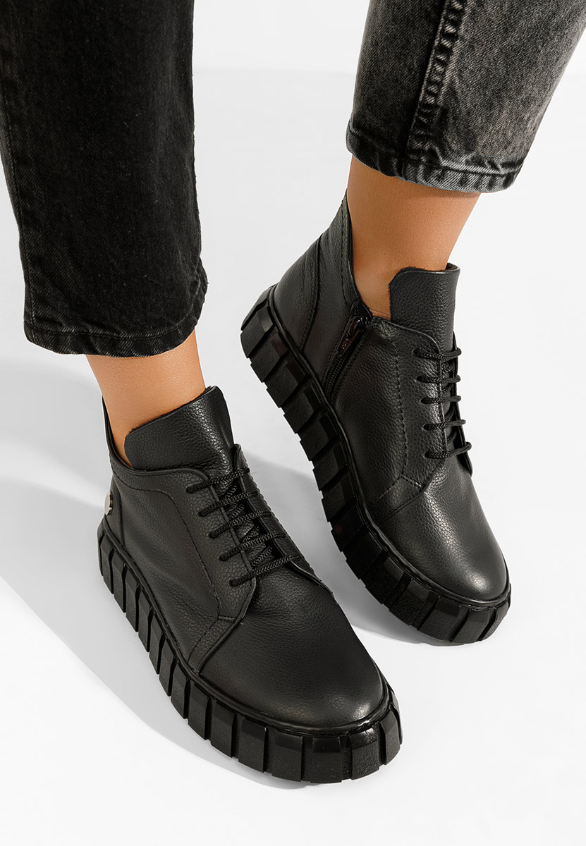 Bottines femme en cuir noires Argina V2