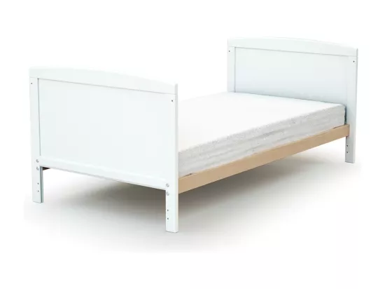 Lit bébé évolutif en bois ESSENTIEL Blanc et Hêtre Verni 70 x 140 cm