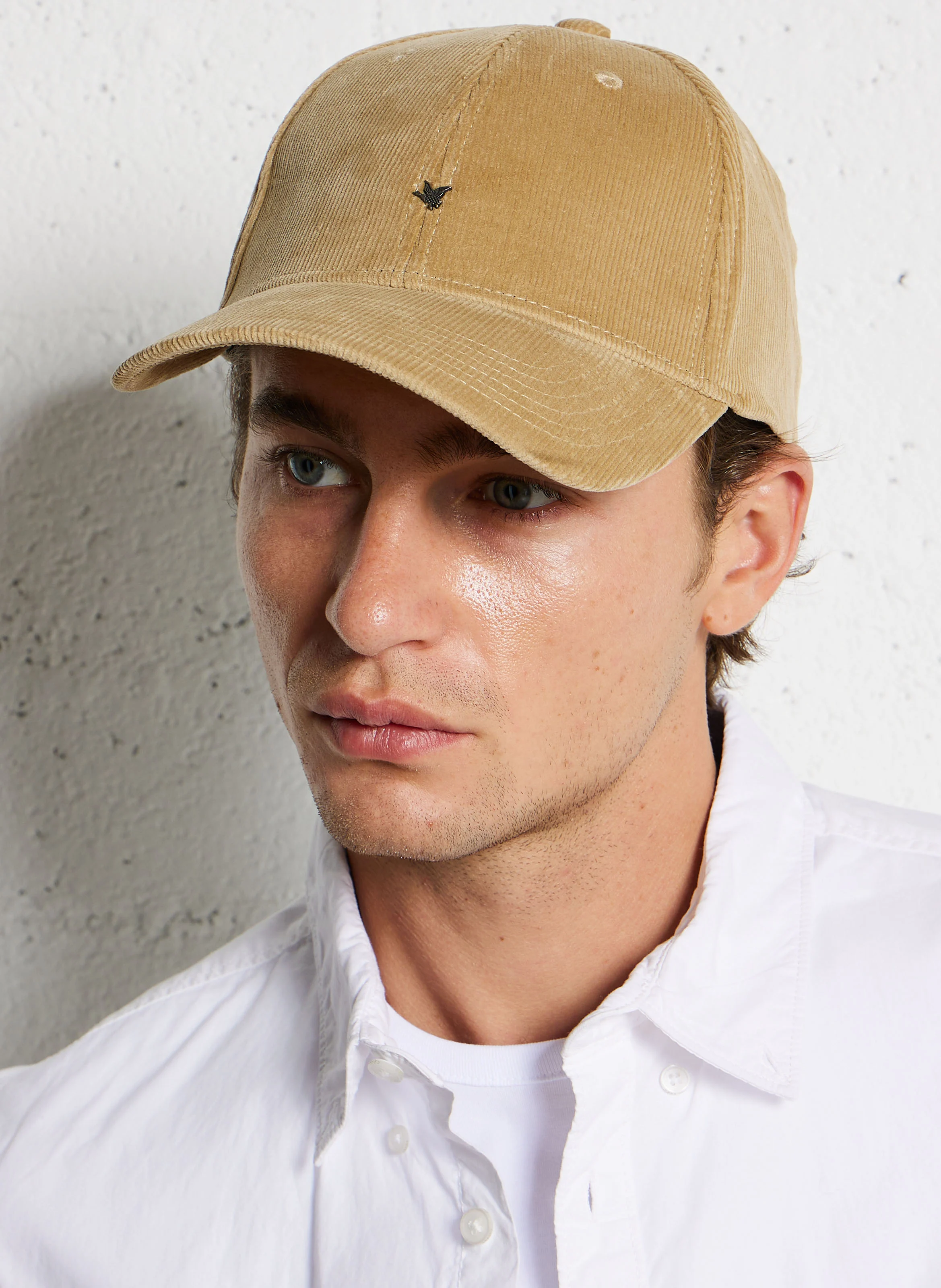 Casquette velours côtelé en coton mélangé | Beige