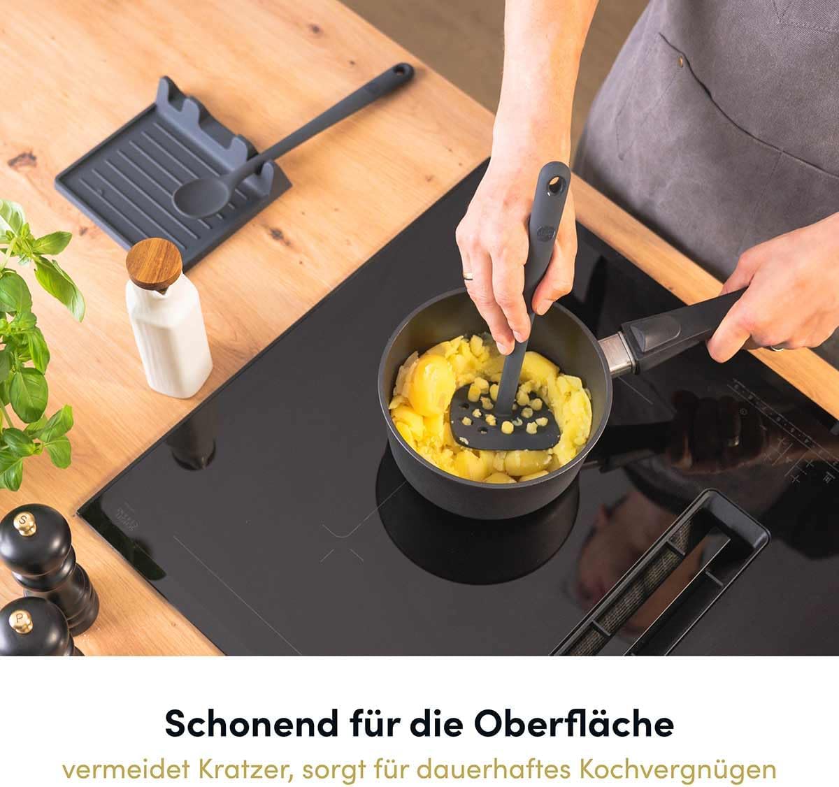Hoffmann Küchenhelfer-Set, Anthrazit, Silikon-Edelstahlkern, Spülmaschinenfest, Hitzebeständig, Antihaft, Küchenutensilien-Set, Vorteilsset (16-teilig)