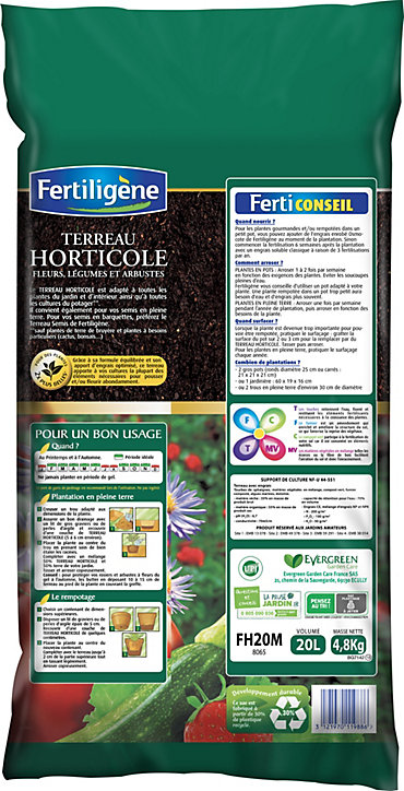 Terreau horticole Fertiligène 20 L