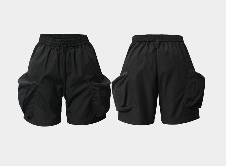 Larvyre - Hoge taille effen cargo shorts