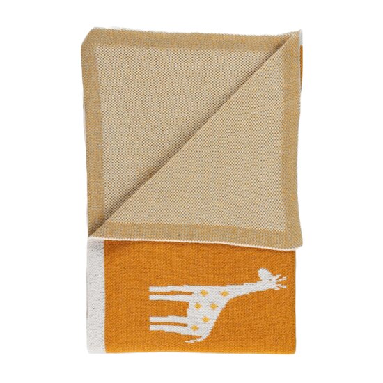 Tiga, Stegi & Ops Couverture tricot en jacquard BIO   Ocre        75 x 100 cm   de               Noukies
