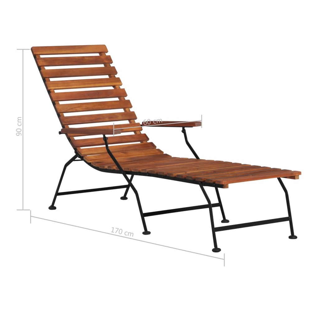 Chaise longue d'extérieur bois d'acacia solide