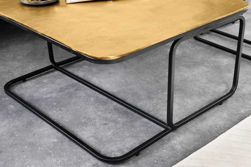 2er Set Couchtisch ABSTRACT 60cm gold silber schwarz Metall handmade