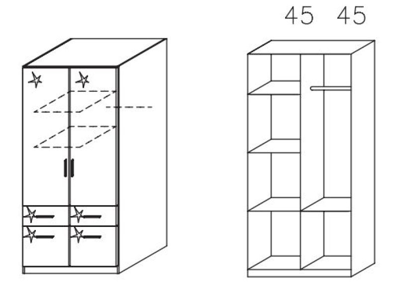 Kleiderschrank - Sonoma Eiche - weiß - 91 cm