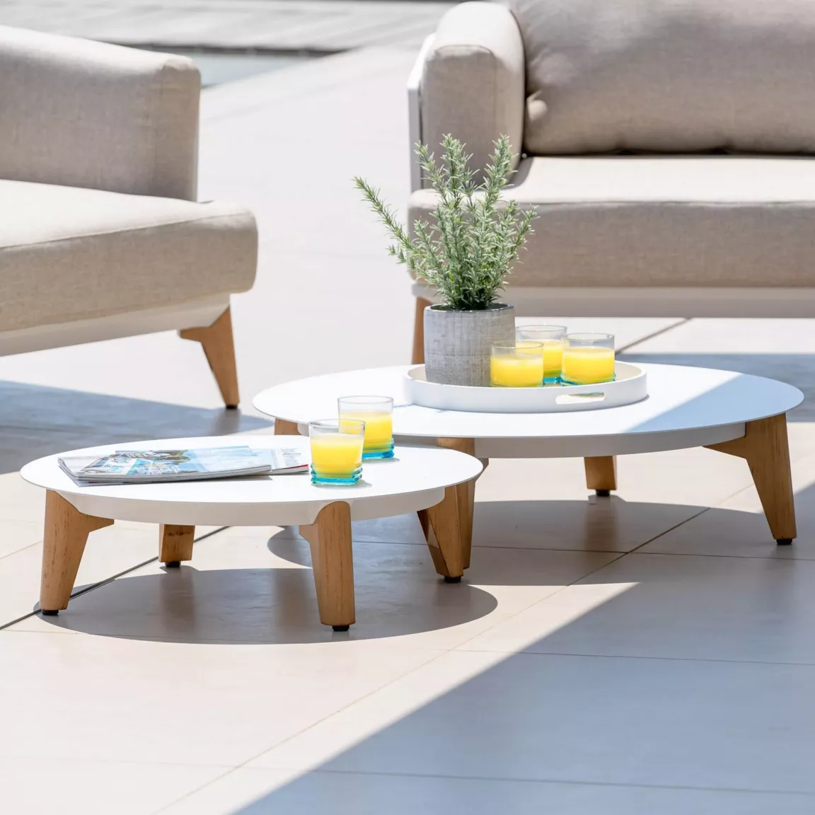 Salon de jardin aluminium 12 places 8 pcs Monte Carlo Blanc et taupe