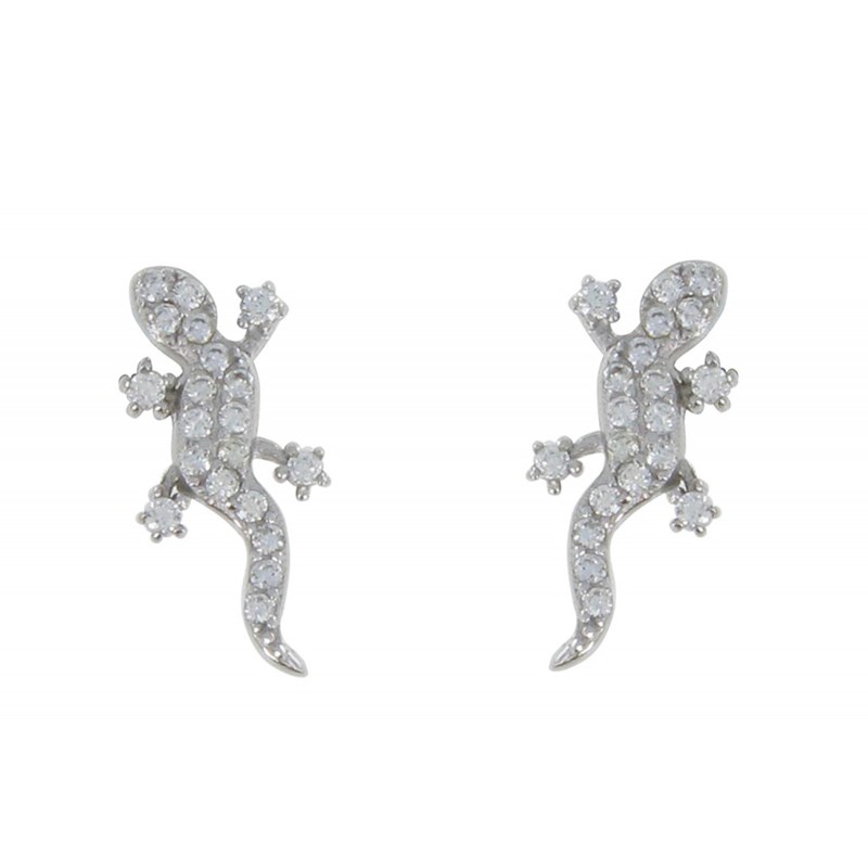 Boucles d'Oreilles Argent Salamandre et Strass