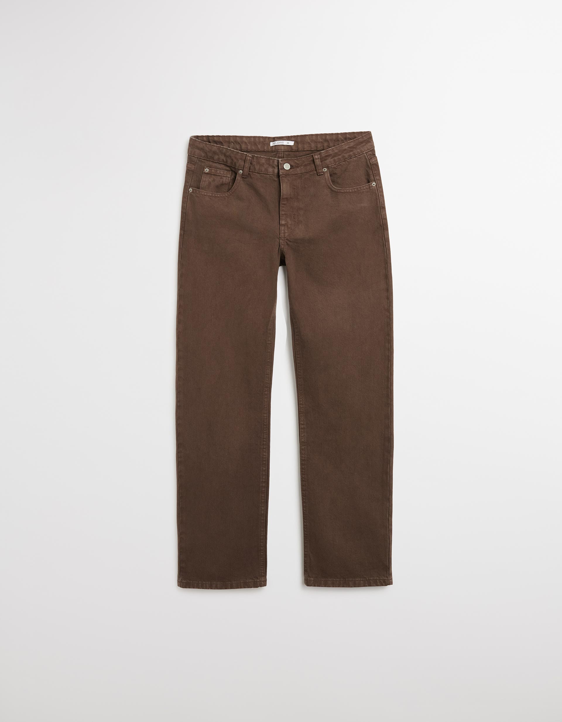 Calças de Ganga 'Straight Fit', Mulher, Castanho Escuro