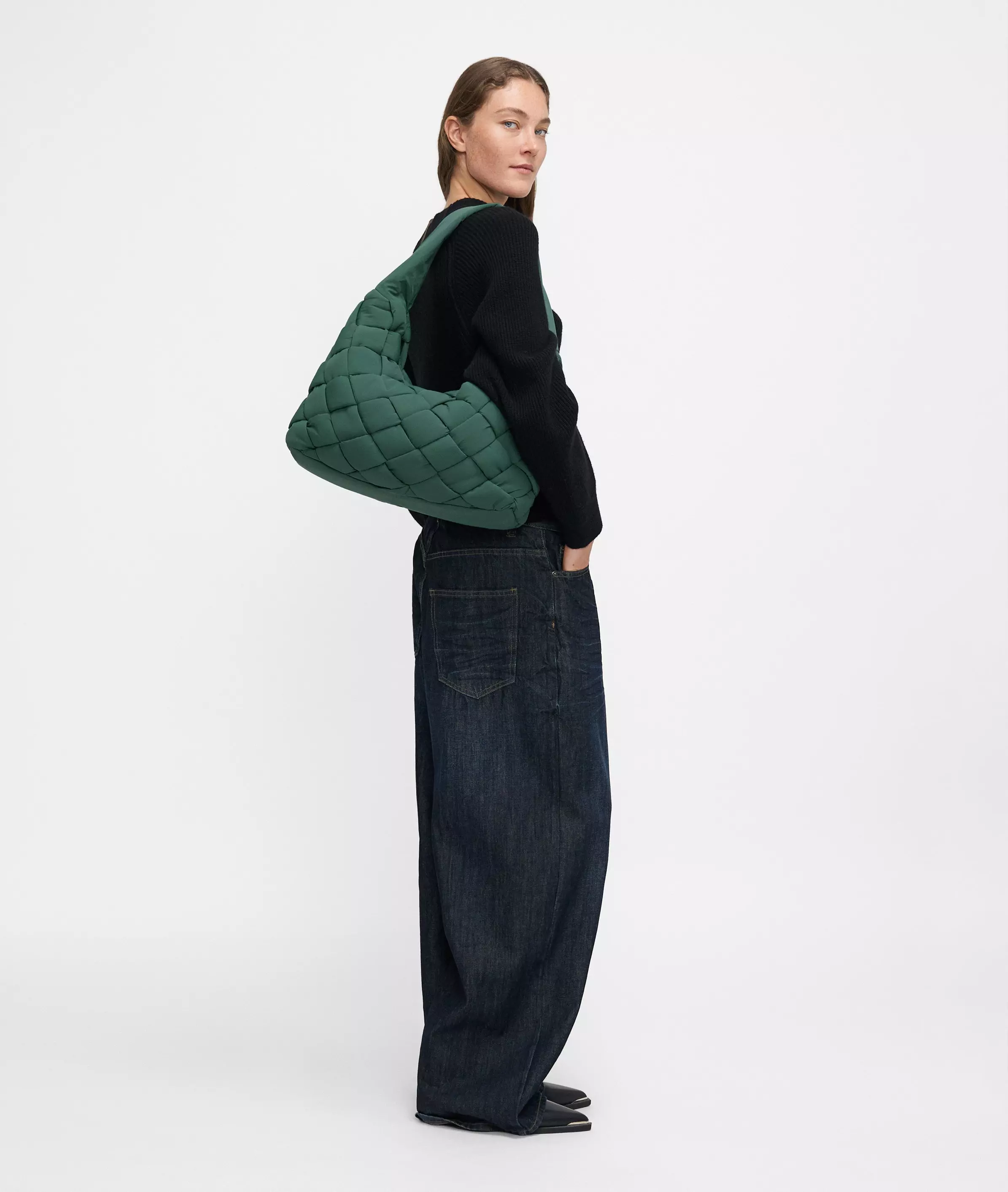 Nylon Bo Hobo L Large nylon bag with padded quilting