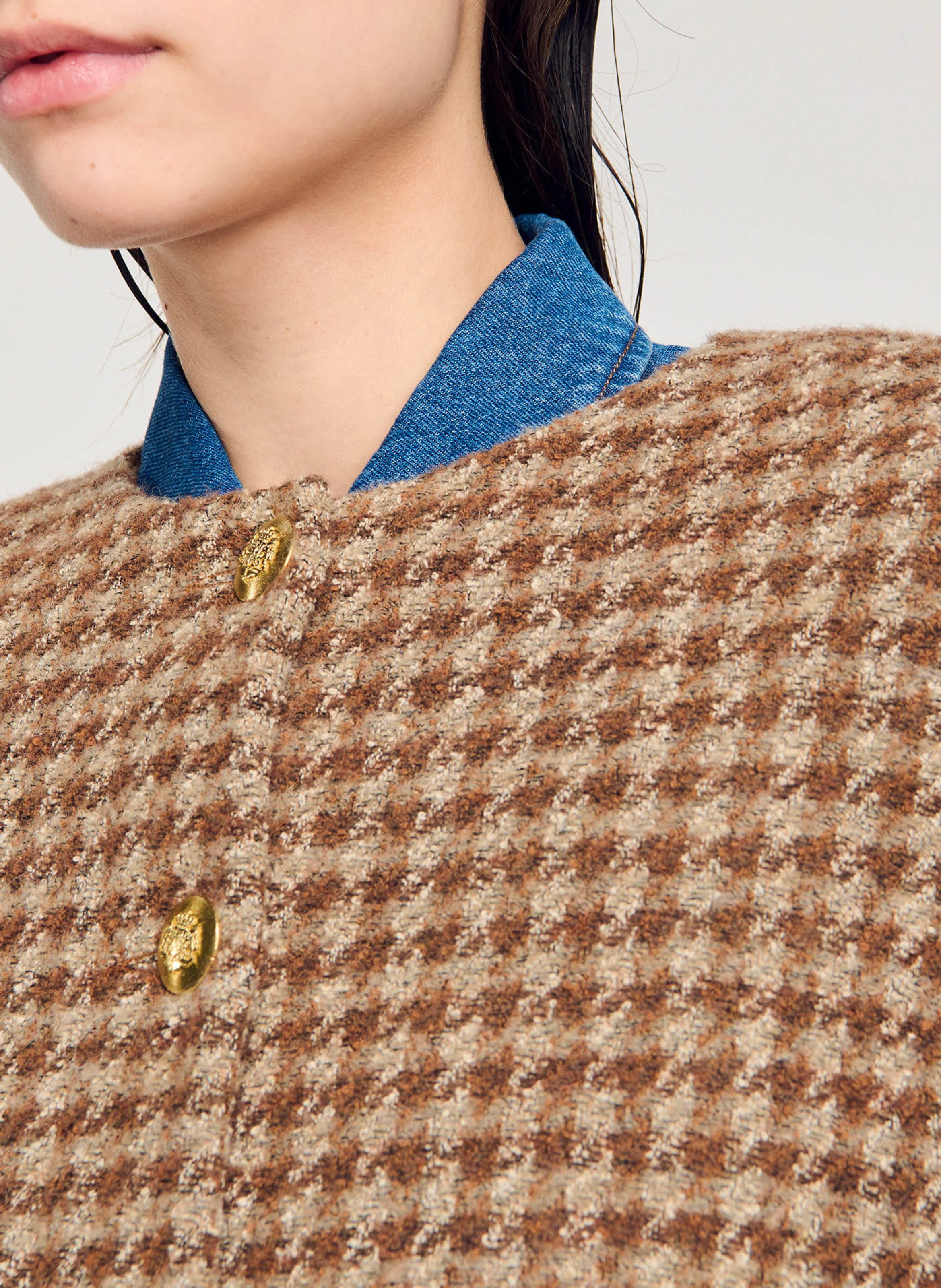 Veste courte à carreaux | Marron