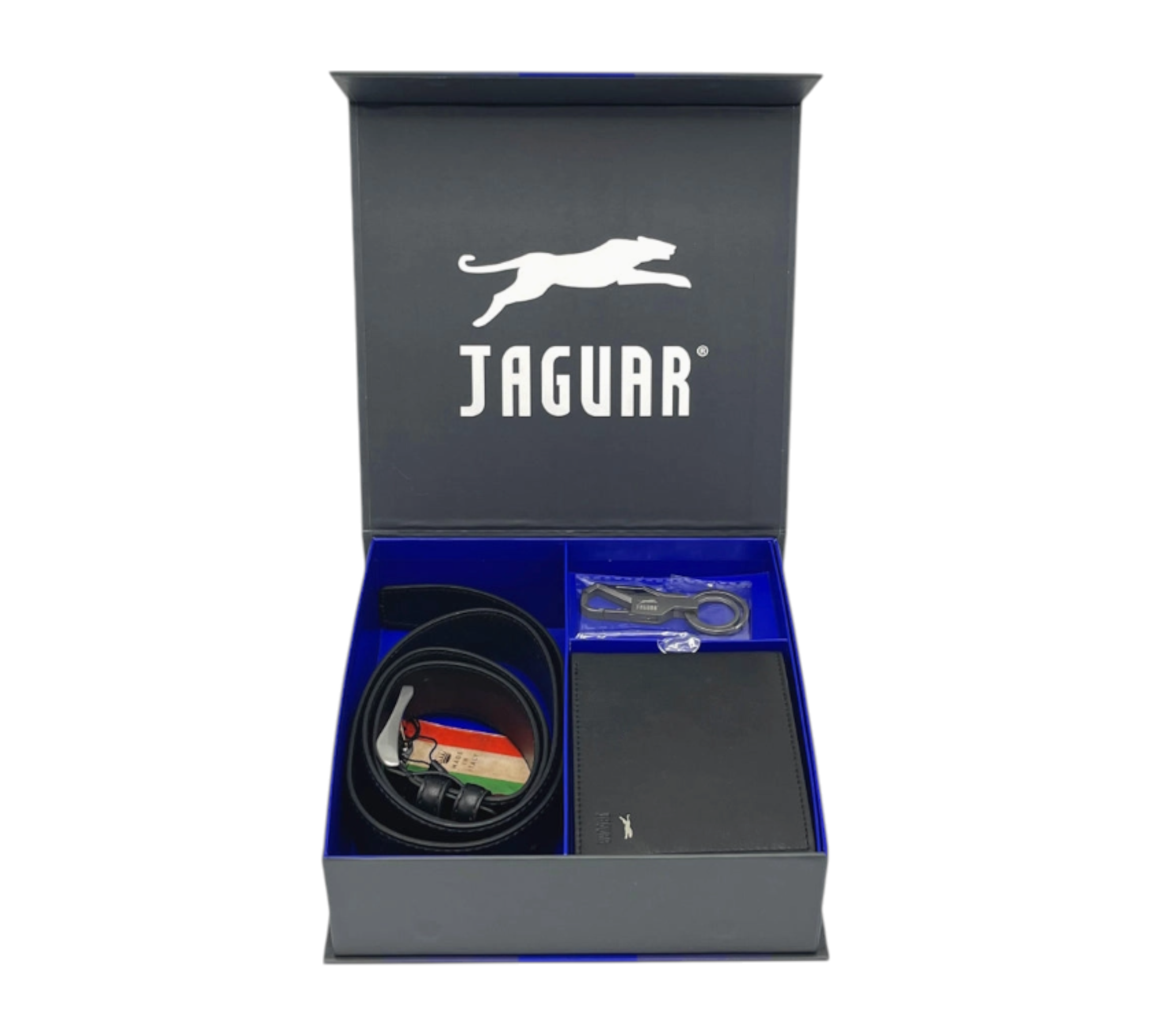 Jaguar Cadeauset – Leren Portemonnee, Riem & Sleutelhanger