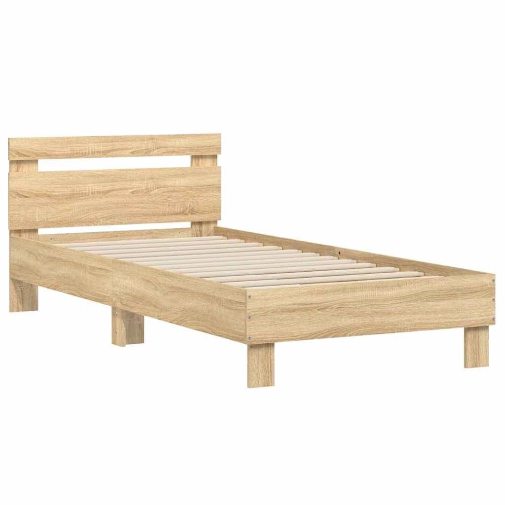 vidaXL Bettgestell mit Kopfteil Sonoma-Eiche 75x190 cm Holzwerkstoff 8