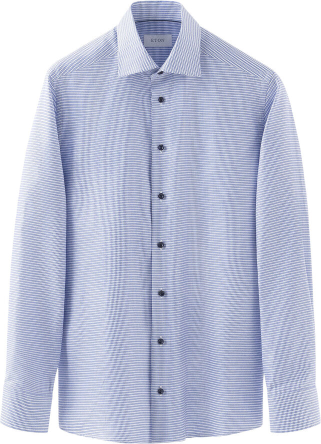 ETON Cont. Fit Blue Houndstooth Signature Twill Shirt Blå