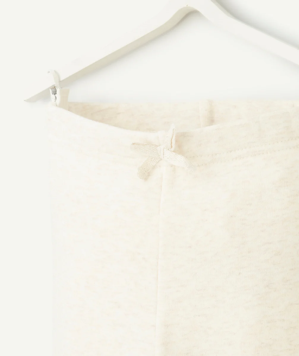 LEGGING BÉBÉ FILLE EN FIBRES RECYCLÉES ÉCRU CHINÉ AVEC NOEUD