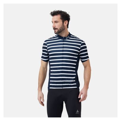 Maillot Manches Courtes Odlo Essential Print Bleu / Blanc