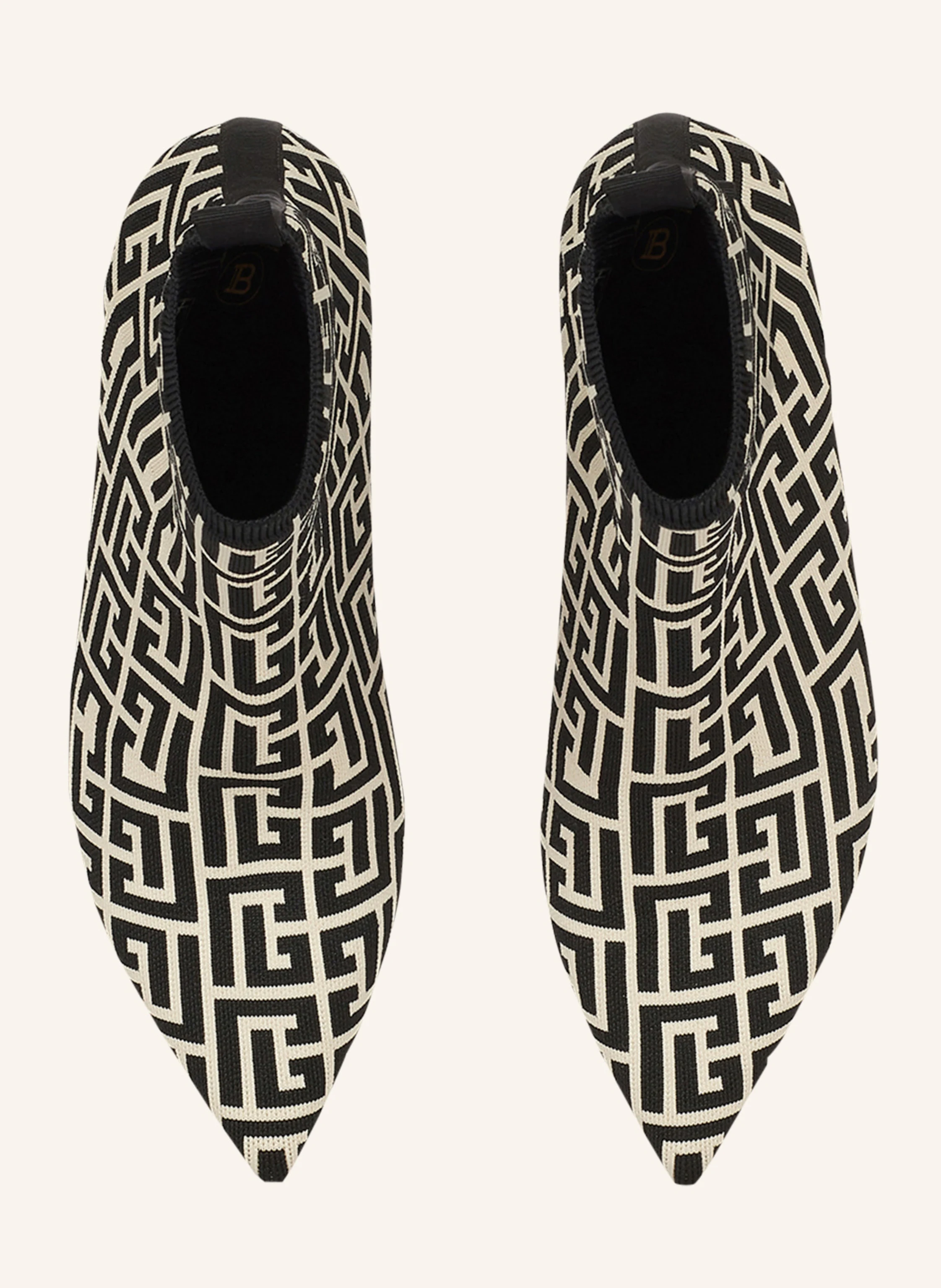 BALMAIN Zweifarbige Skye Ankle Boots aus Stretch-Strick mit Balmain-Monogramm