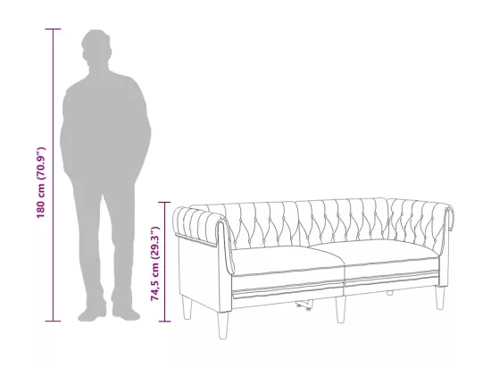 Canapé Chesterfield 2 places gris foncé tissu