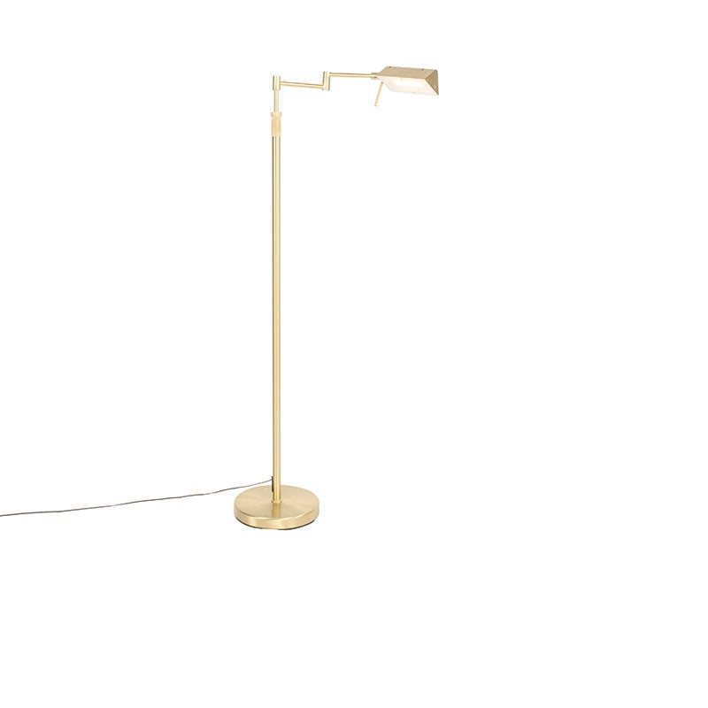 QAZQA - Moderne vloerlamp | Staande lamp | Vloerlamp | Lamp | Licht messing incl. LED met touchdimmer - Notia Dimmer | Dimbaar | Woonkamer | Slaapkamer - Staal Langwerpig - I (niet vervangbaar)