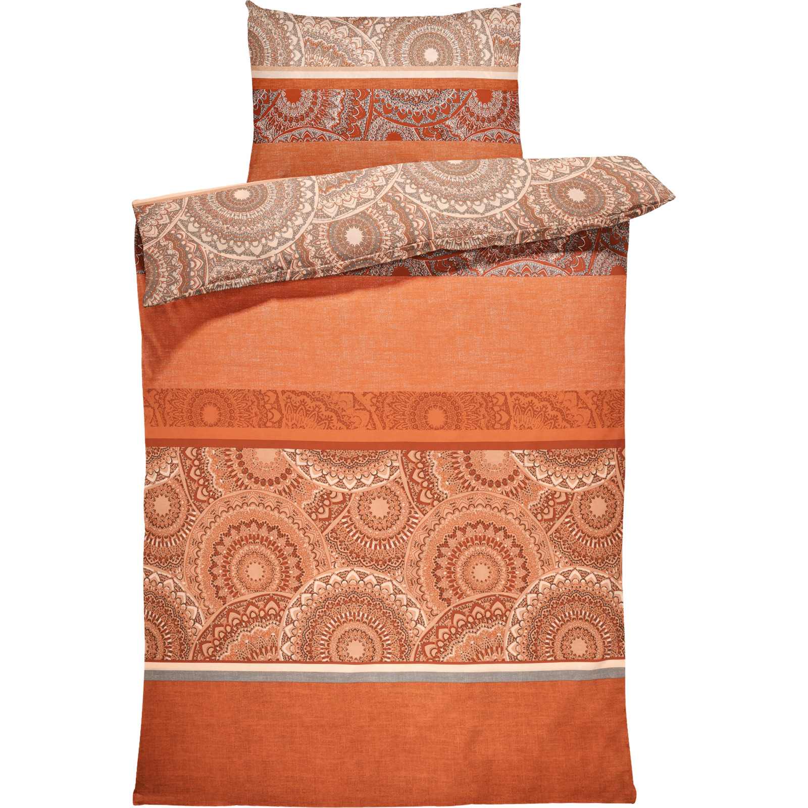 Bettwäsche Renforcé Boho orange 160x210 65x100 Bettanzug Nord