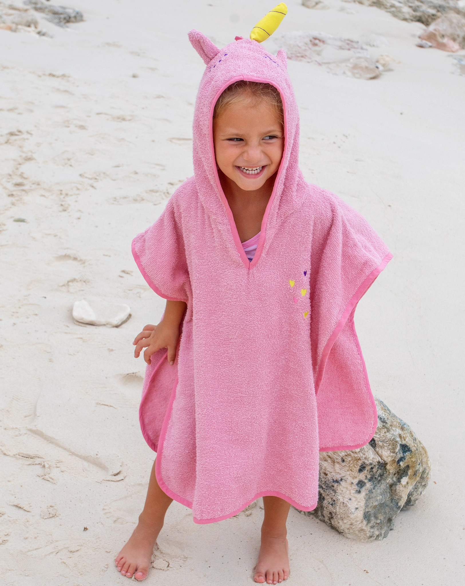 Badeponcho EINHORN (Gr.S) in rosa