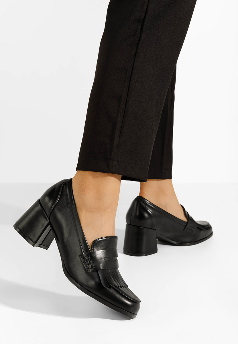 Mocassins à talon noirs Solina
