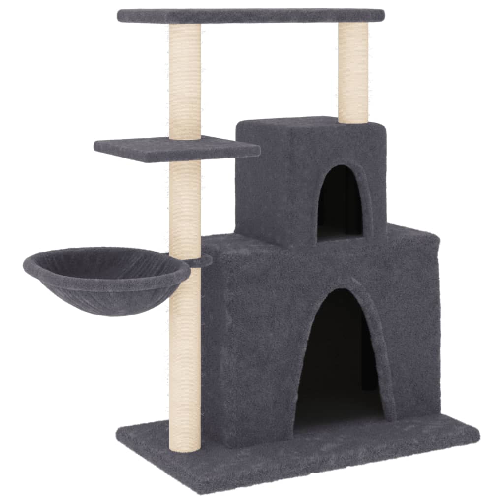 Arranhador para gatos vidaXL com postes de sisal cinza escuro, 83 cm