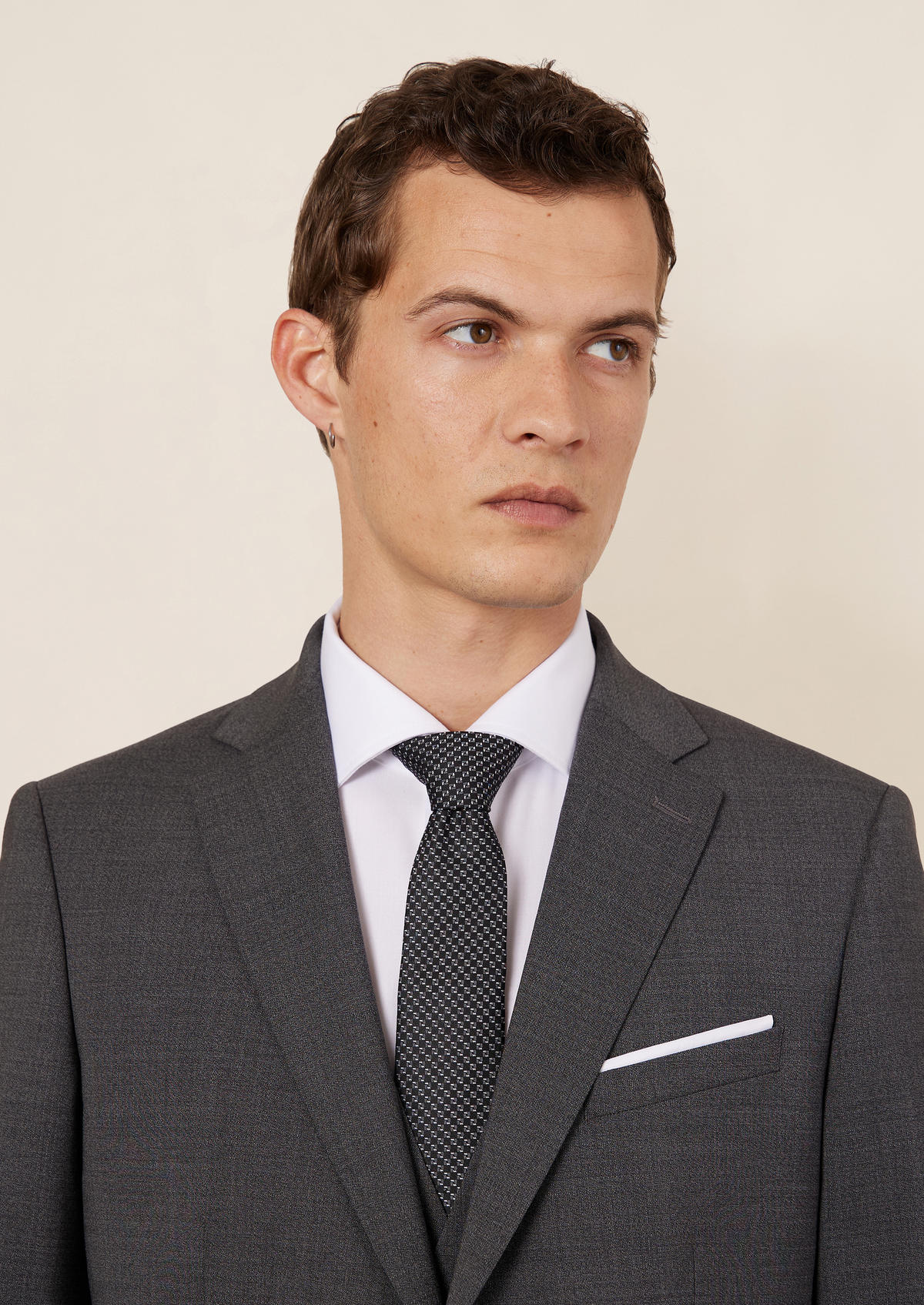 Veste de costume voyage Regular en laine Marzotto unie grise