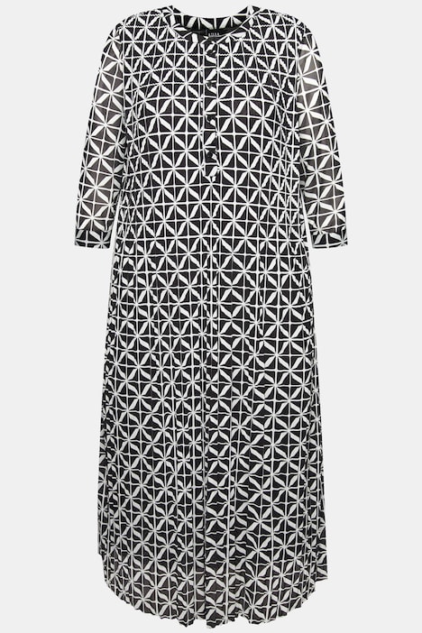 Mesh-Maxikleid, doppellagig, Rundhals, 3/4-Arm