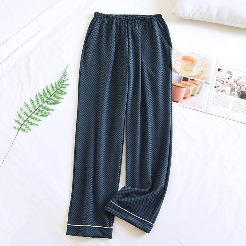 Dogini - Pyjamabroek met elastische taille en contrasterende ruitjesprint