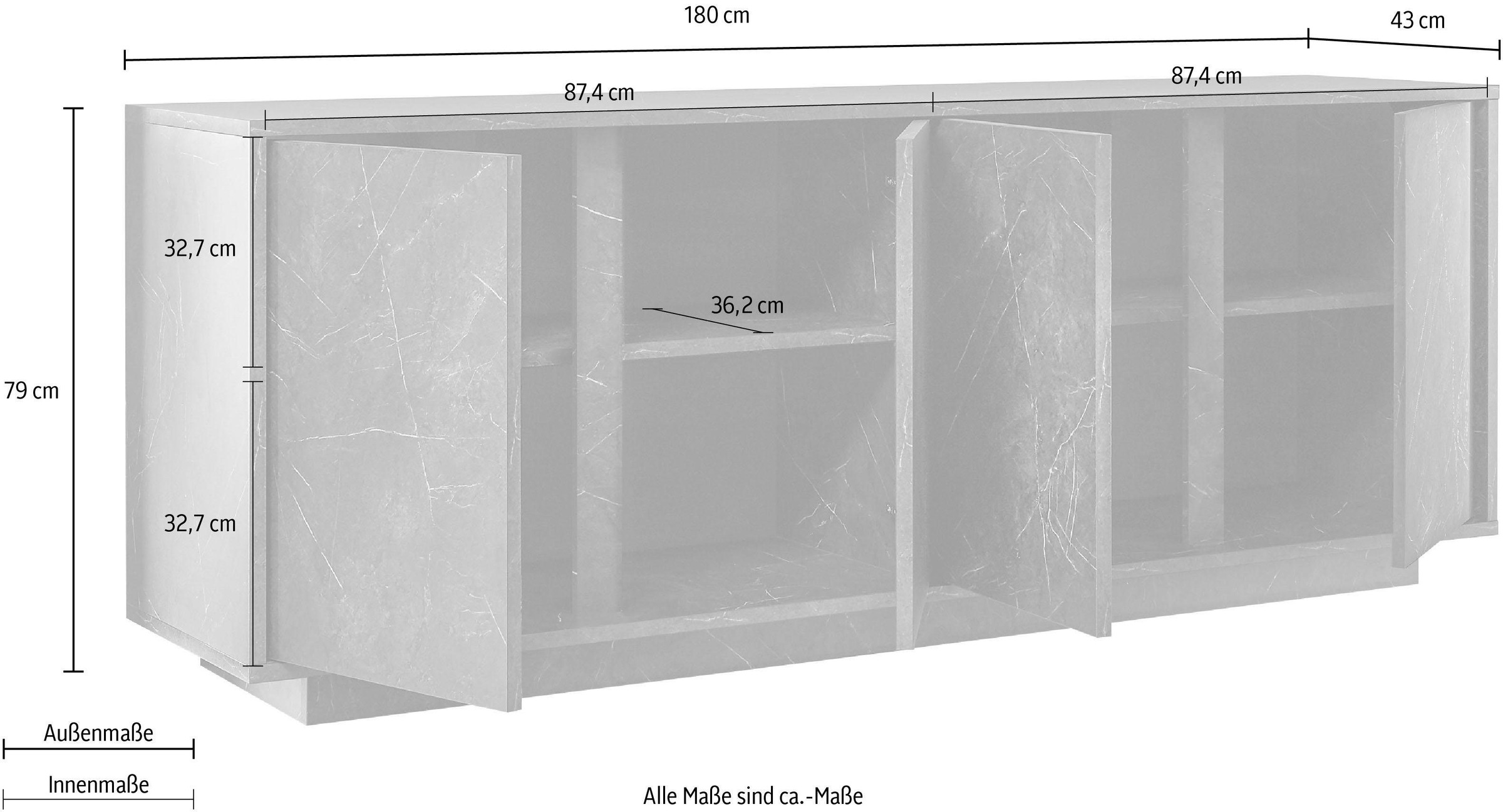 INOSIGN Sideboard »Carrara« grifflos