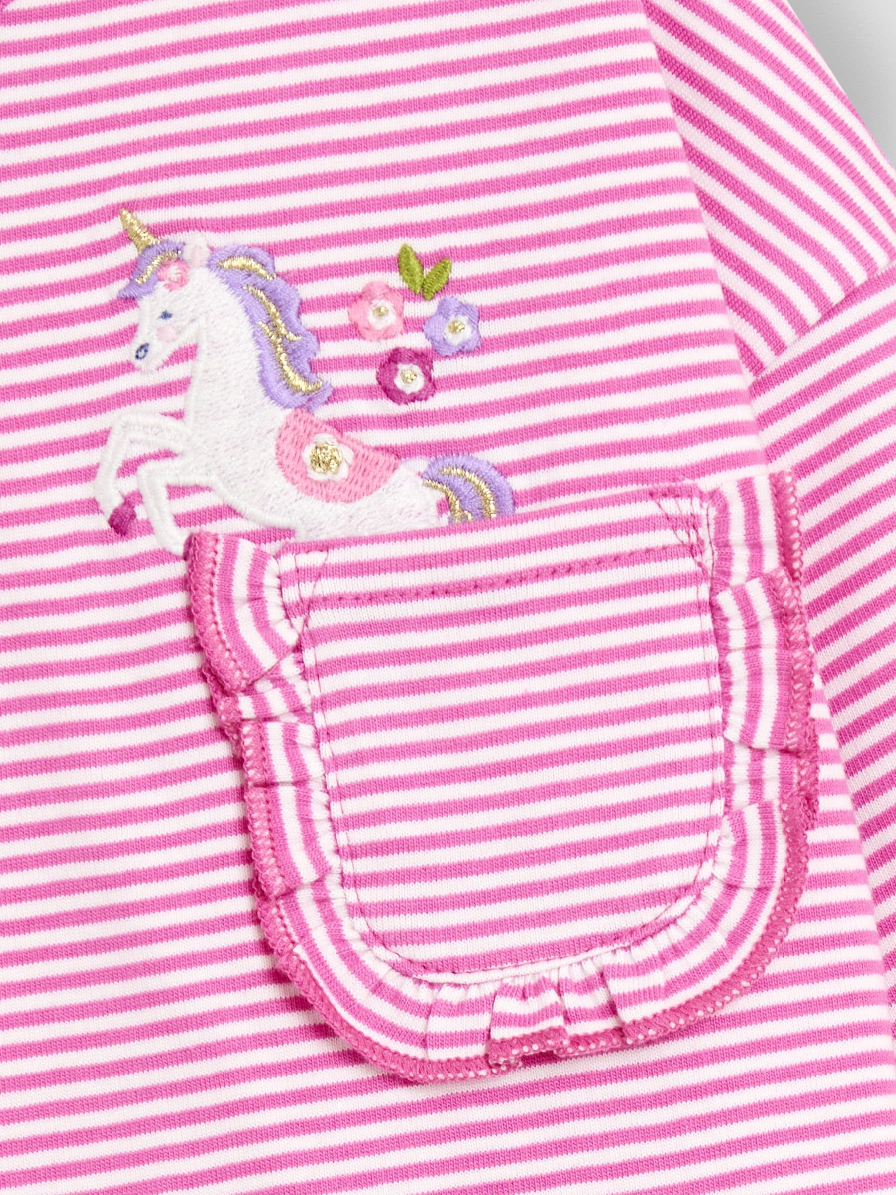 Fuchsia Unicorn - JoJo Maman Bébé gestreepte top met afhangende schouders