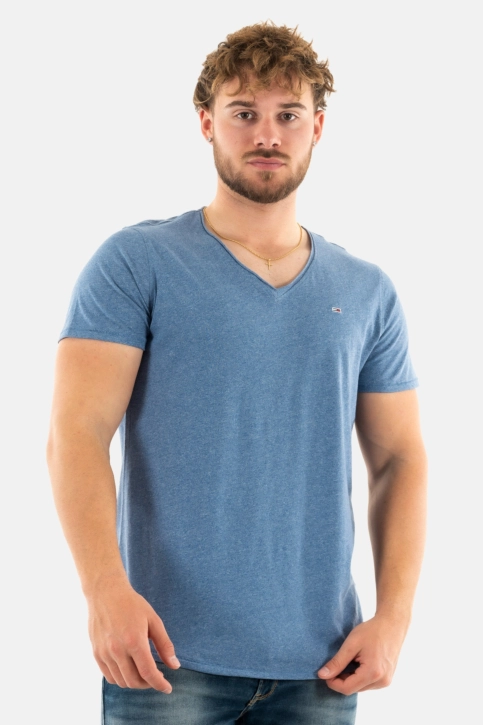 Tee shirt tommy jeans slim jaspe v neck c6c charmed