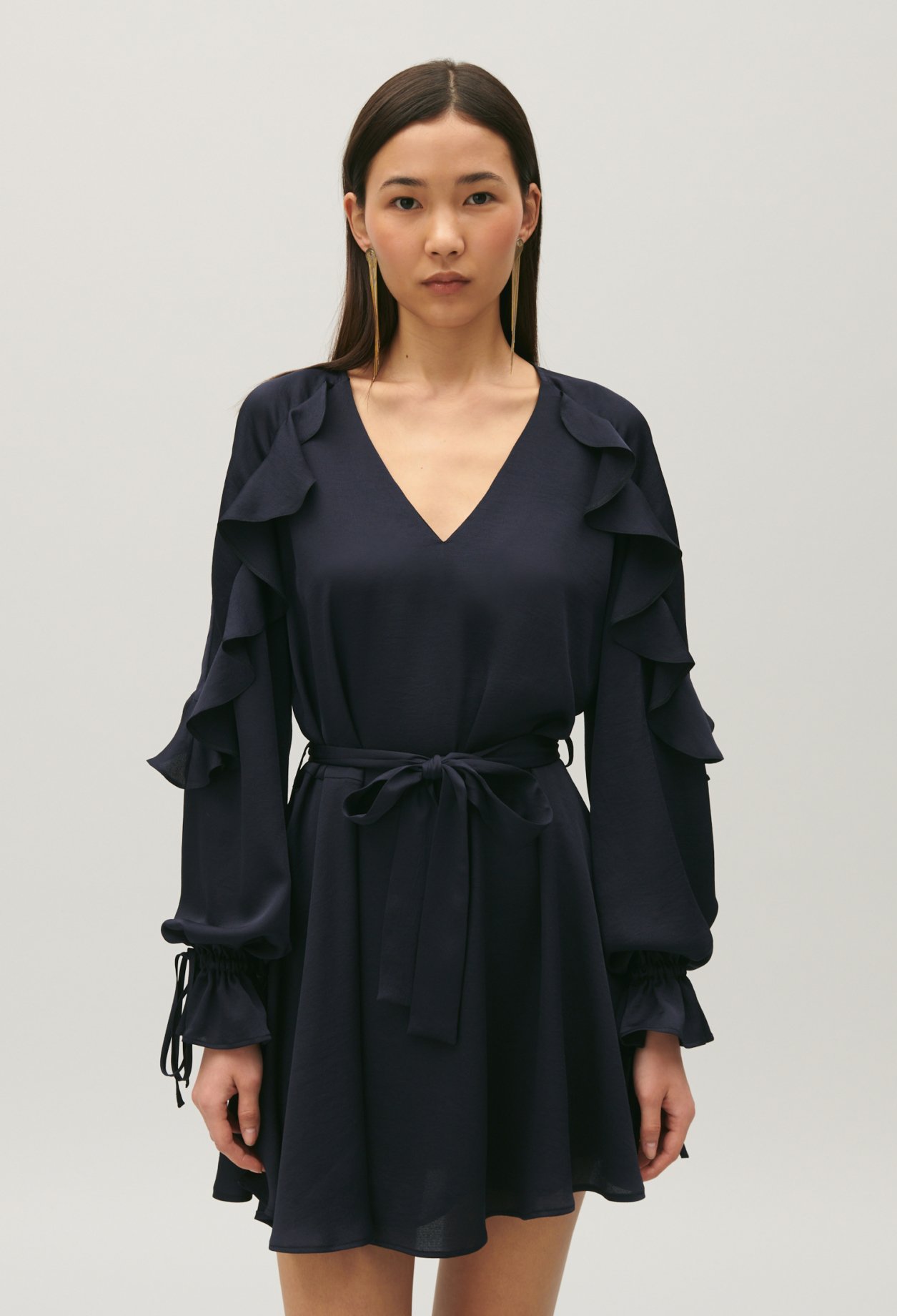 Robe courte volants marine