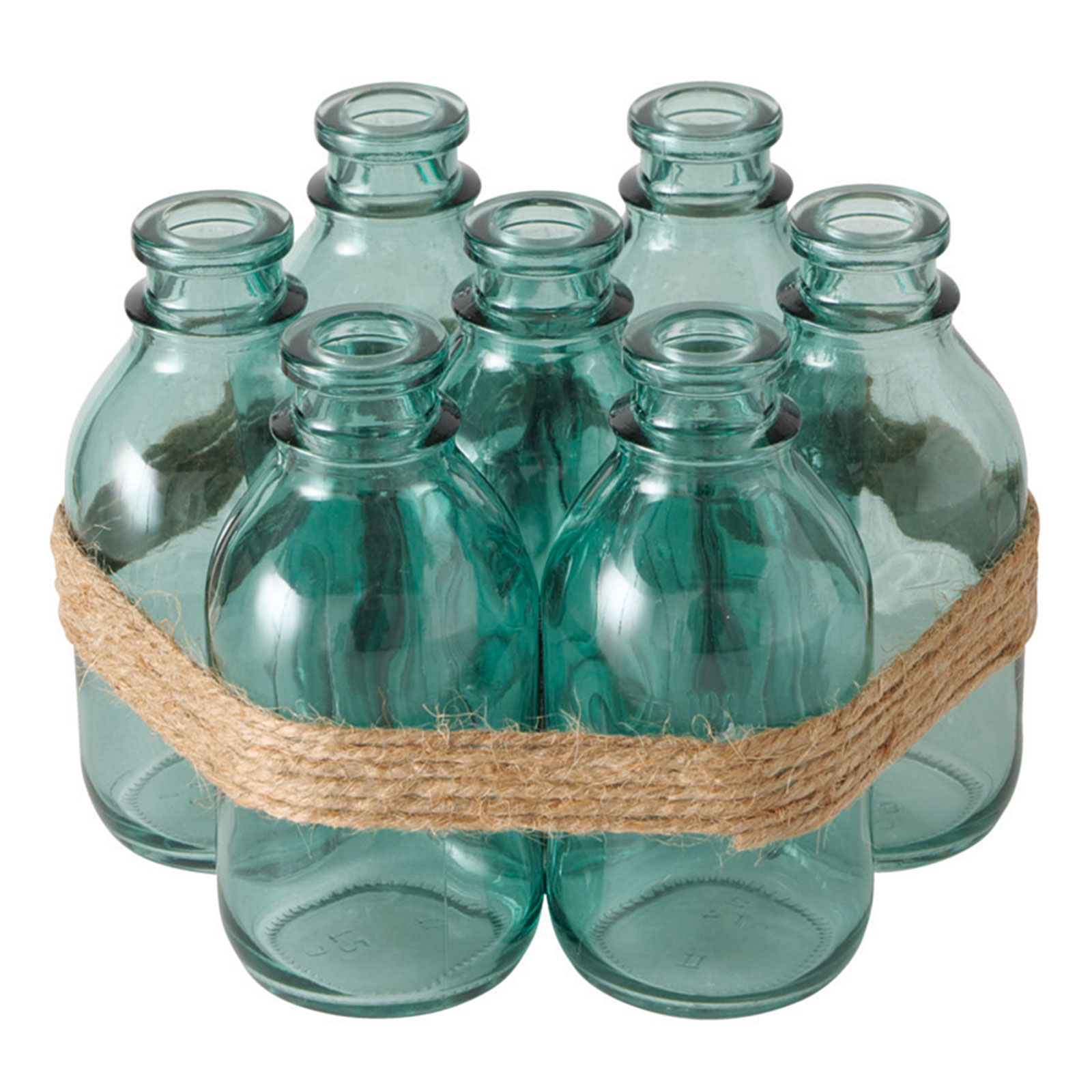 7-teiliges Vasen-Set - grün - Glas