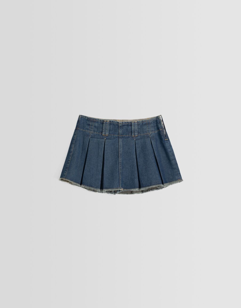 saias-calça plissadas em denim desbotado